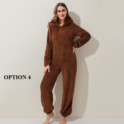 Winter Warm Pajamas  Fluffy Fleece Plus Size Jumpsuits CODE: KAR1318
