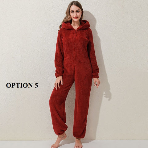 Winter Warm Pajamas  Fluffy Fleece Plus Size Jumpsuits CODE: KAR1318