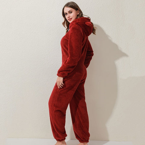 Winter Warm Pajamas  Fluffy Fleece Plus Size Jumpsuits CODE: KAR1318