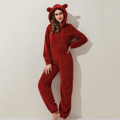 Winter Warm Pajamas  Fluffy Fleece Plus Size Jumpsuits CODE: KAR1318