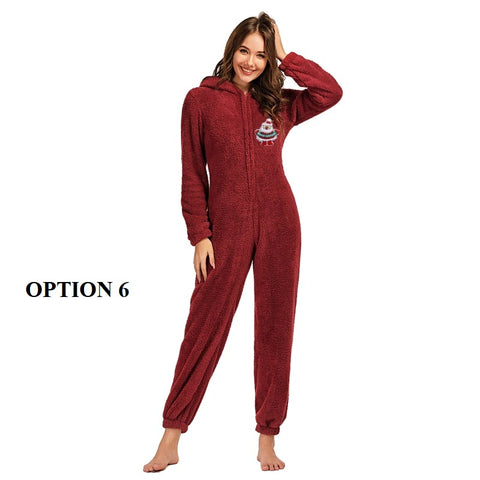 Winter Warm Pajamas  Fluffy Fleece Plus Size Jumpsuits CODE: KAR1318