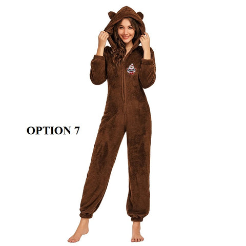 Winter Warm Pajamas  Fluffy Fleece Plus Size Jumpsuits CODE: KAR1318