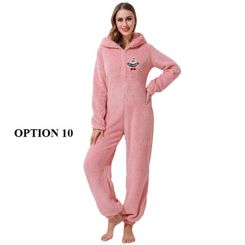 Winter Warm Pajamas  Fluffy Fleece Plus Size Jumpsuits CODE: KAR1318
