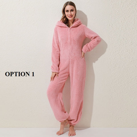 Winter Warm Pajamas  Fluffy Fleece Plus Size Jumpsuits CODE: KAR1318