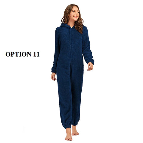 Winter Warm Pajamas  Fluffy Fleece Plus Size Jumpsuits CODE: KAR1318