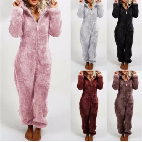Winter Warm Pajamas  Fluffy Fleece Plus Size Jumpsuits CODE: KAR1318