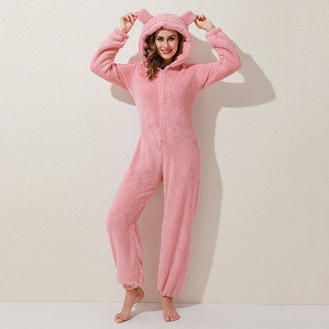 Winter Warm Pajamas  Fluffy Fleece Plus Size Jumpsuits CODE: KAR1318