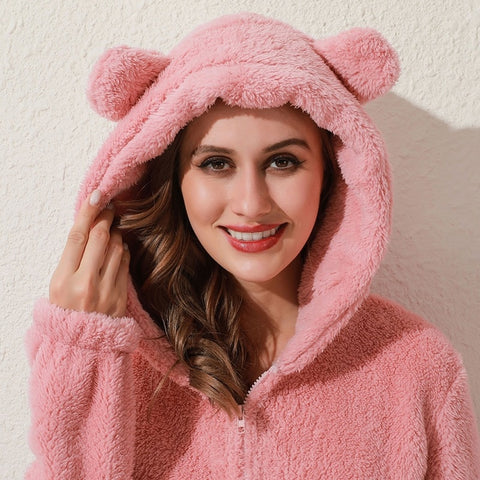 Winter Warm Pajamas  Fluffy Fleece Plus Size Jumpsuits CODE: KAR1318