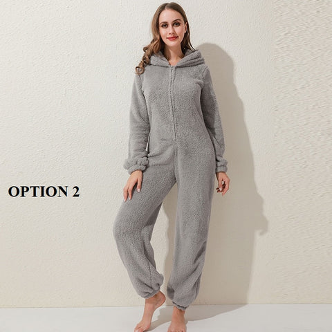 Winter Warm Pajamas  Fluffy Fleece Plus Size Jumpsuits CODE: KAR1318