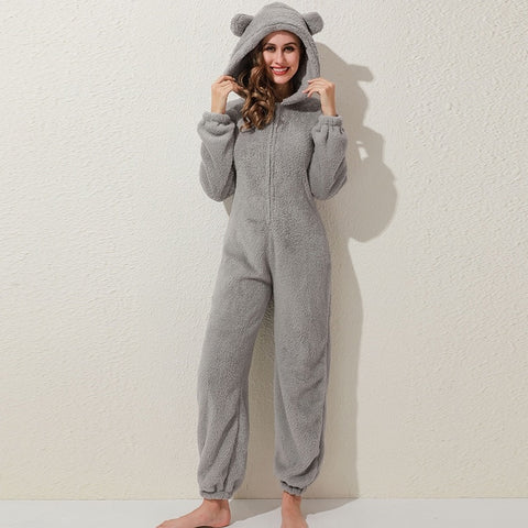 Winter Warm Pajamas  Fluffy Fleece Plus Size Jumpsuits CODE: KAR1318