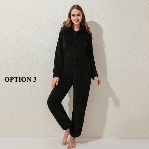 Winter Warm Pajamas  Fluffy Fleece Plus Size Jumpsuits CODE: KAR1318