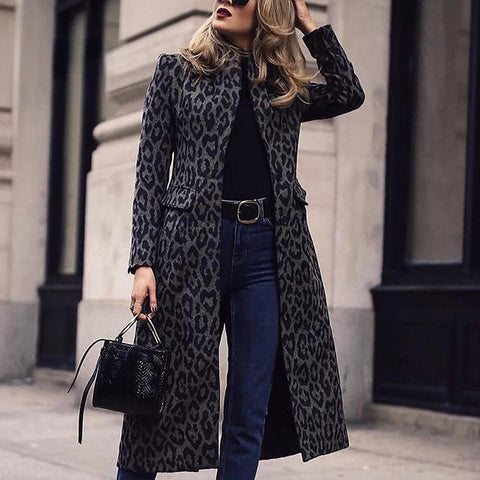 Fall Winter Casual, Zipper, Leopard Print, Long Sleeve Hooded Fur Coat CODE: KAR1321