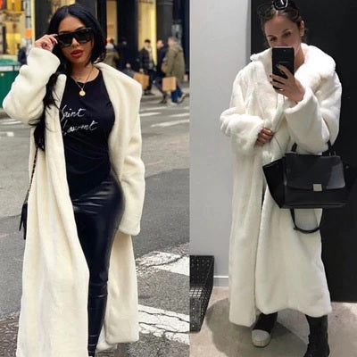 New Fall Winter Thick Warm Casual Loose Faux Mink Fur Coat Long Jacket CODE: KAR1325
