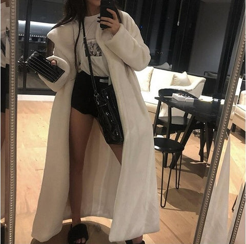 New Fall Winter Thick Warm Casual Loose Faux Mink Fur Coat Long Jacket CODE: KAR1325