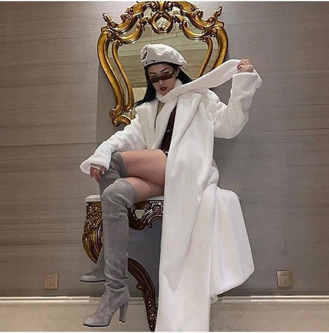 New Fall Winter Thick Warm Casual Loose Faux Mink Fur Coat Long Jacket CODE: KAR1325