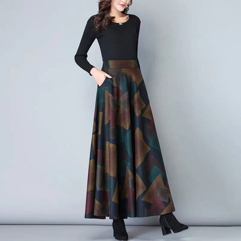 Fall Winter Fashion High Waist A-Line Skirt CODE: KAR1326
