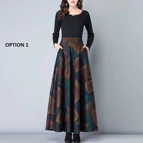 Fall Winter Fashion High Waist A-Line Skirt CODE: KAR1326