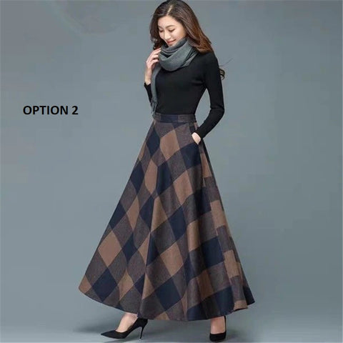 Fall Winter Fashion High Waist A-Line Skirt CODE: KAR1326