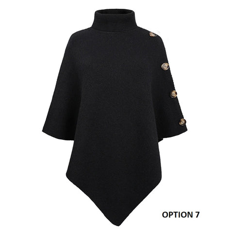 Fall and Winter High Collar, Batwing Sleeves, Ponchos, Knit Coat CODE: KAR1329