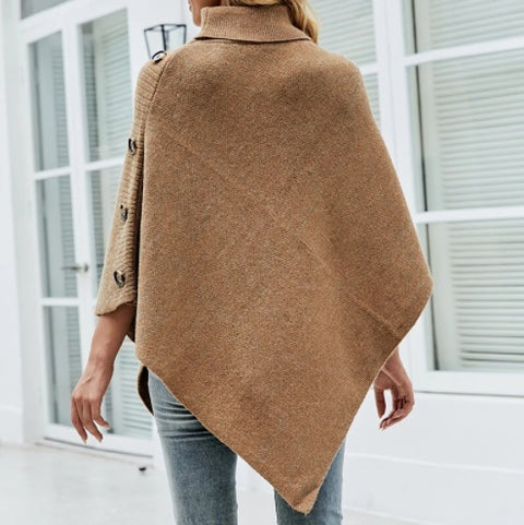 Fall and Winter High Collar, Batwing Sleeves, Ponchos, Knit Coat CODE: KAR1329