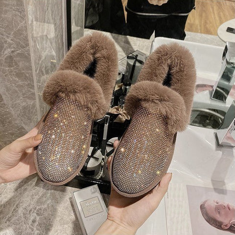 New winter collection warm and hairy moccasins, Flat heel and crystal shoes CODE: KAR1332