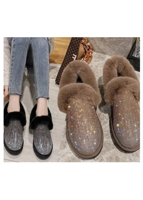 New winter collection warm and hairy moccasins, Flat heel and crystal shoes CODE: KAR1332