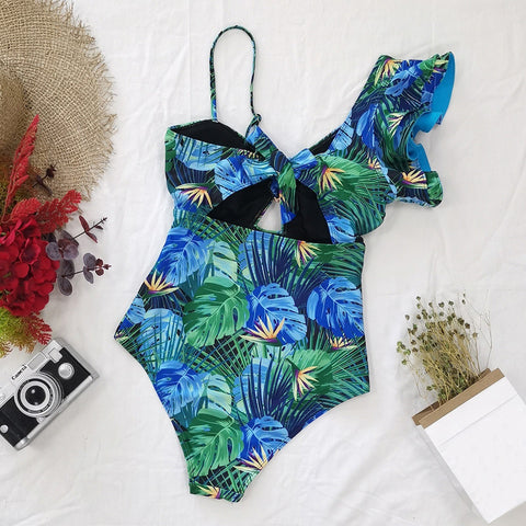 New Sexy, Fashionable, Asymmetric Off Shoulder Ruffle Swimsuit CODE: KAR1333