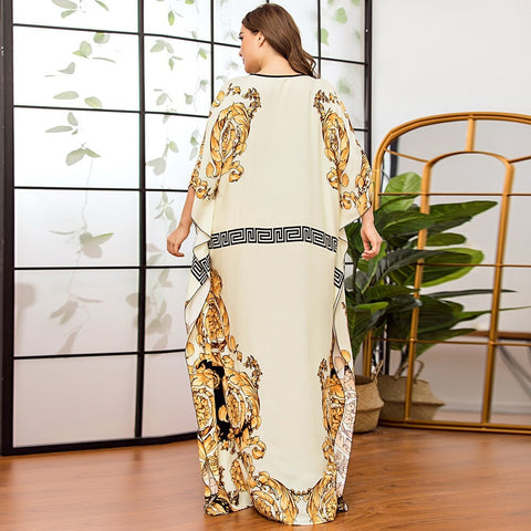 New Celebrity Style, Round Neck, Floral Print, Loose, Plus Size, Maxi  Dress CODE: KAR1335