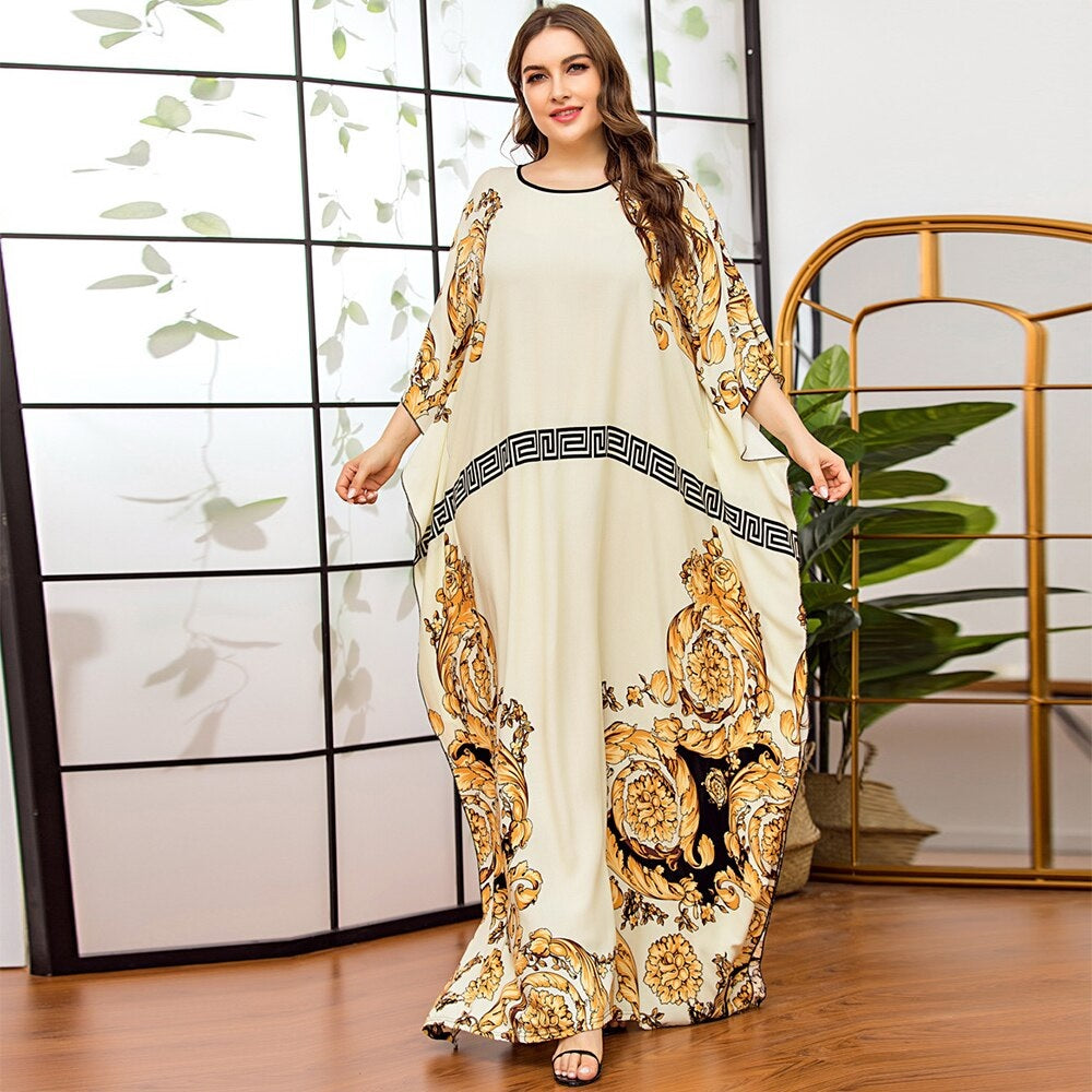 New Celebrity Style, Round Neck, Floral Print, Loose, Plus Size, Maxi –  Monrsh