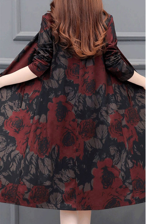 windbreaker, slim, plus size, spring-autumn fashion, Chamois print long trench coat CODE: KAR1339