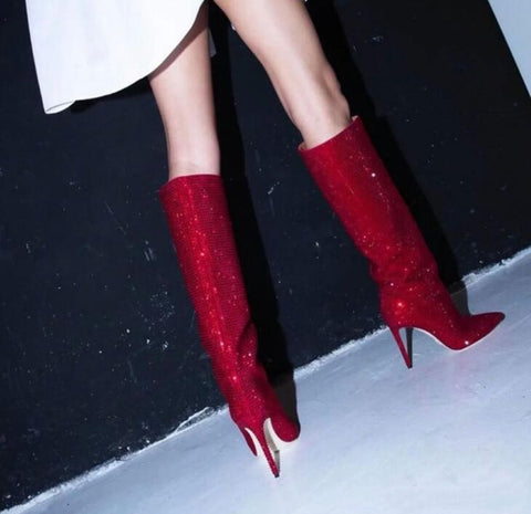 New Fall / Winter Collection, Sexy, Thin Heel Rhinestone Boots CODE: KAR1343