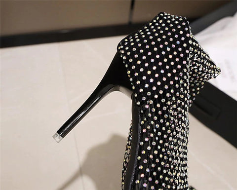 Crystal Rhinestone Above Knee ,Thigh High Heel, Mesh Long Boot CODE: KAR1353