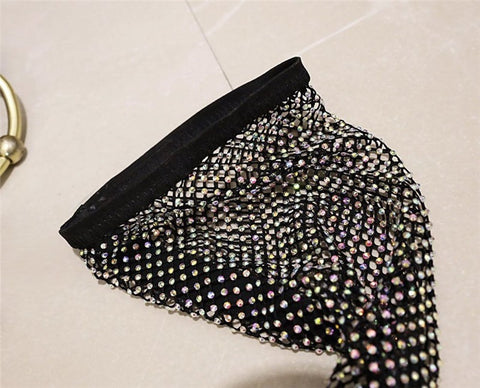 Crystal Rhinestone Above Knee ,Thigh High Heel, Mesh Long Boot CODE: KAR1353