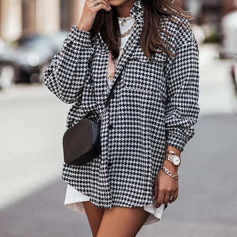New loose, casual, checked, long-sleeved coat CODE: KAR1355