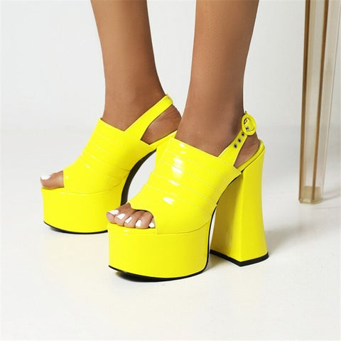 New Style Pumps Platform Open Toe Punk Plus Size Super High Heel CODE: KAR1357