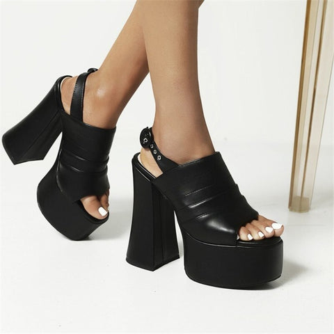 New Style Pumps Platform Open Toe Punk Plus Size Super High Heel CODE: KAR1357