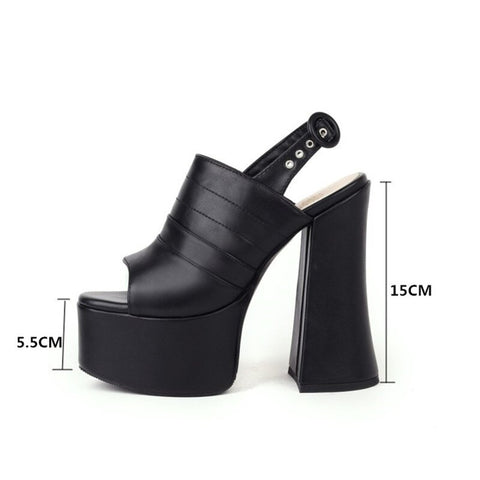 New Style Pumps Platform Open Toe Punk Plus Size Super High Heel CODE: KAR1357