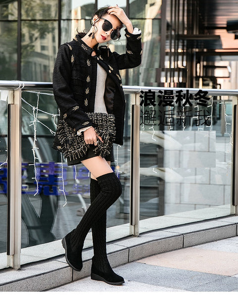 New autumn and winter collection comfortable, flat, knitted, Over the knee boot CODE: KAR1358