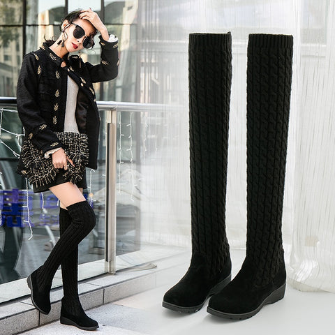 New autumn and winter collection comfortable, flat, knitted, Over the knee boot CODE: KAR1358