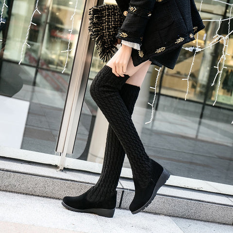 New autumn and winter collection comfortable, flat, knitted, Over the knee boot CODE: KAR1358