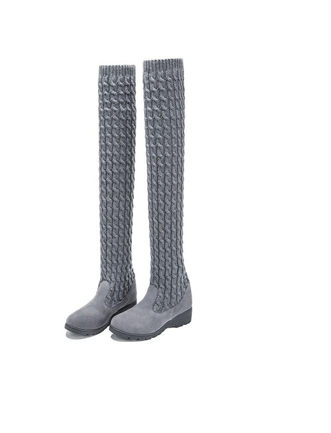 New autumn and winter collection comfortable, flat, knitted, Over the knee boot CODE: KAR1358