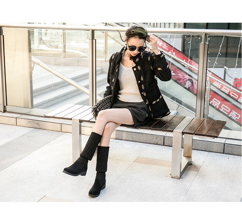 New autumn and winter collection comfortable, flat, knitted, Over the knee boot CODE: KAR1358