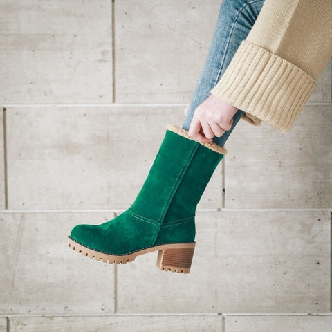 New Winter Collection Round Head Chunky Heel Waterproof Snow Warm Fur Short Boots CODE: KAR1360