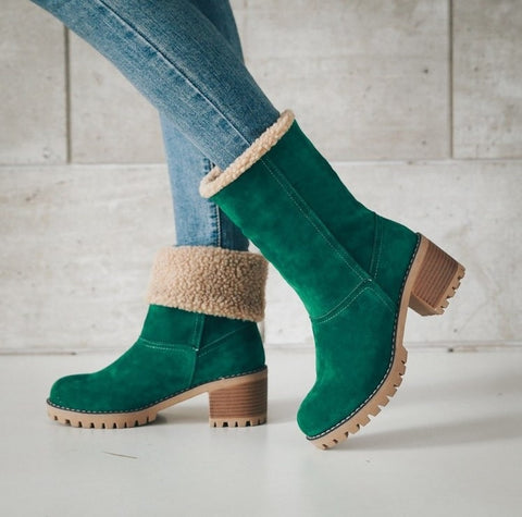 New Winter Collection Round Head Chunky Heel Waterproof Snow Warm Fur Short Boots CODE: KAR1360