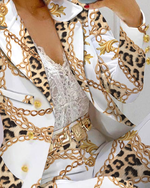 New Chain Print Blazer, 2 Piece Jacket and Pants Set CODE: KAR1365