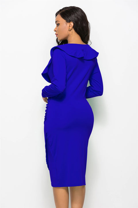 Sexy Office Casual  Long Sleeve High Waist Bodycon Midi Dress CODE: KAR1369