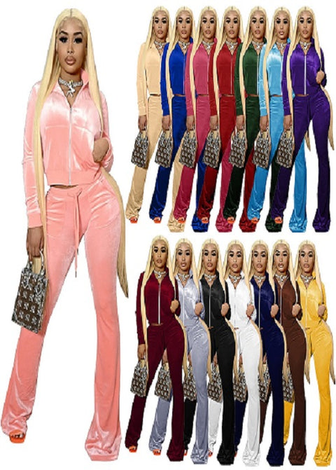 New Long Sleeve Jacket + Flare Pants Outfits Two Piece Set CODE: KAR1371