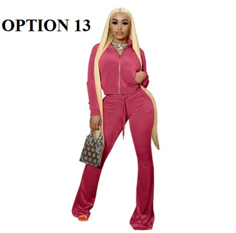 New Long Sleeve Jacket + Flare Pants Outfits Two Piece Set CODE: KAR1371