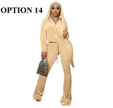 New Long Sleeve Jacket + Flare Pants Outfits Two Piece Set CODE: KAR1371