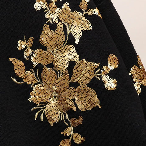 New Autumn Floral Embroidery High Quality Long Sleeve Round Neck Two Piece Set CODE: KAR1380